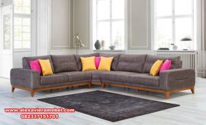 sofa sudut minimalis modern jati, sofa tamu sudut jati, sofa sudut sederhana