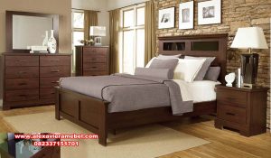 bedroom set furniture modern minimalis teak wood ks-117